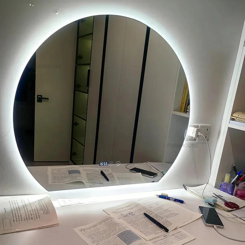 Description Picture 4 of itemNordic Semicircular Smart Bathroom Mirrors Home Touch Screen Bath Mirrors with LED Light Minimalist Vanity Mirror for Bathroom