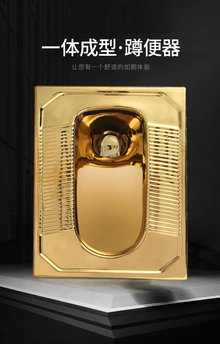 Description Picture 5 of itemY  New Golden Toilet Water Tank Set Household Ceramic Toilet Golden Potty Chair Urinal Deodorant Squat Toilet