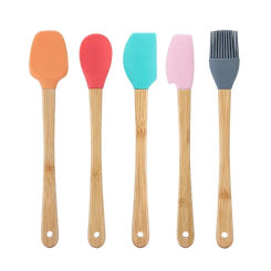 1/5Pcs Mini Silicone Cake Cream Spatula Wooden Handle Pastry Bread Blenders Scraper Kitchen Non-stick Baking Oil Brush
