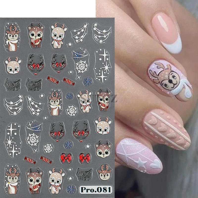 Description Picture 6 of itemSanta Claus Nail Stickers Winter Christmas Design Nail Decals Cute Cartoon Deer Gingerbread Man Sliders New Year Manicure LEBPRO