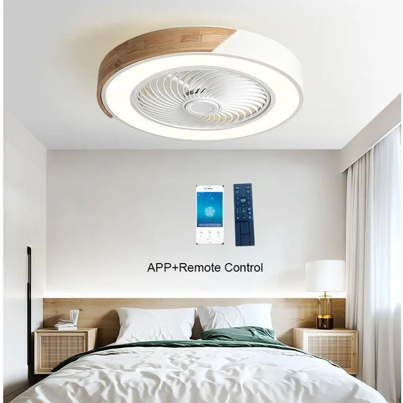 Description Picture 3 of itemSmart Ceiling Fans With Light For Living Room Dining Room Blades Reversible 6 Speeds 52CM Fans Lighting 36W Low Floor