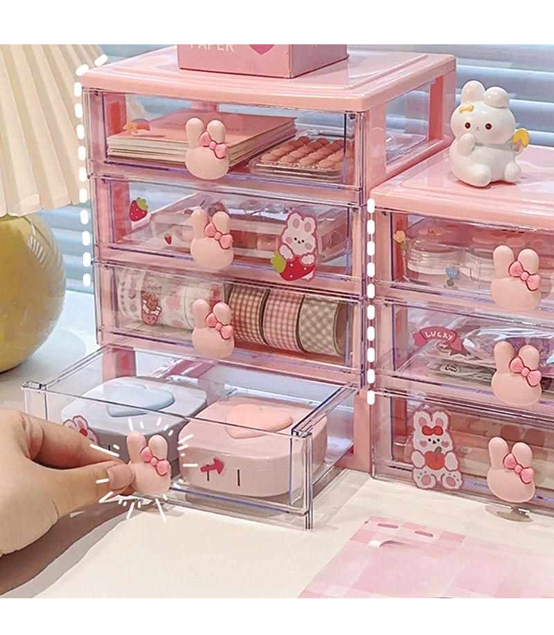 Description Picture 6 of itemDesktop Storage Box Organizer Student Drawer Box Pen Holder Cute Office Childrens Hair Accessories Stationery Rack Organizer Box