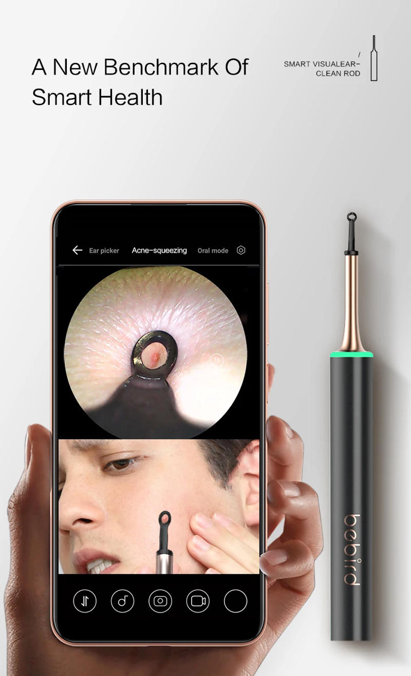 Description Picture 5 of itemBebird T15 Visual Ear Cleaner 2 in 1 Acne Wax Removal HD1080P Endoscope Magnetic Switch Minifit IP67 Waterproof Health Care