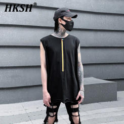 HKSH Summer New Loose Fit Men's Dark Sleeveless T-shirt Personalized Trendy Casual Vest Punk Cotton Tide Chic Tank Tops HK0146