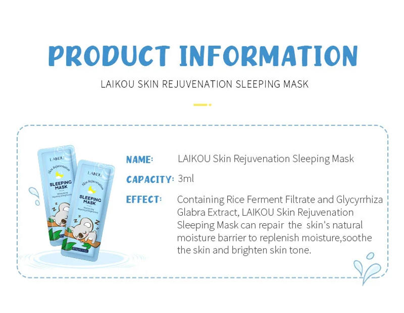 Description Picture 3 of itemLAIKOU 7pcs Moisturizing Facial Mask Anti Wrinkle Firming Hydrating Sleeping Face Masks Face Mask Beauty Korean Skin Care