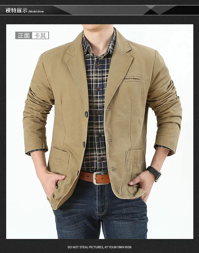 Description Picture 5 of itemMen Blazer Middle-aged Loose Men Fashion Business British Style Casual Suit Three Button Cotton Casual Clothes Single West Coat