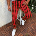 Men Casual Pants Striped Flexible Long Pocket Sports Elastic Waist Bodybuilding Man Y2k Clothing Gym Work Trousers Pantalones