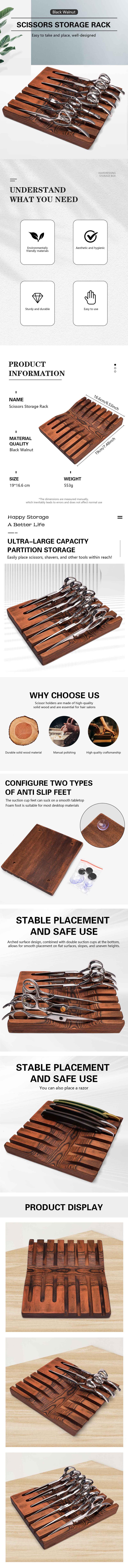 Description Picture 2 of itemWooden Scissors Display Tray  Rack 7 Card Slots Comb Desktop Box Hairdressing Organizer Stand Tool