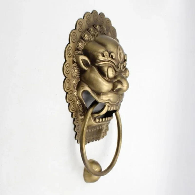 Description Picture 2 of itemNew 22cm/26cm Large Beast Head Door Pull Rings Full Pure Copper Lion Head  Tiger Head Door Knocker