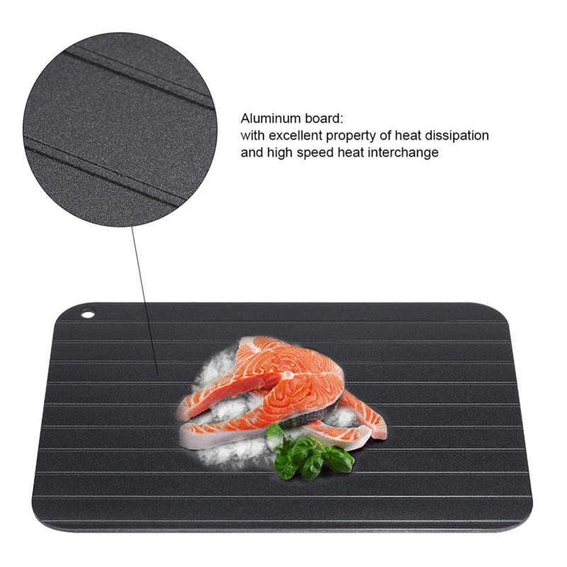 Description Picture 3 of itemFast Defrosting Tray Aluminium Alloy Thaw Food Defrosting Tray Safe Frozen Meat Fish Food Tray With Brush Meat Kitchen Gadgets