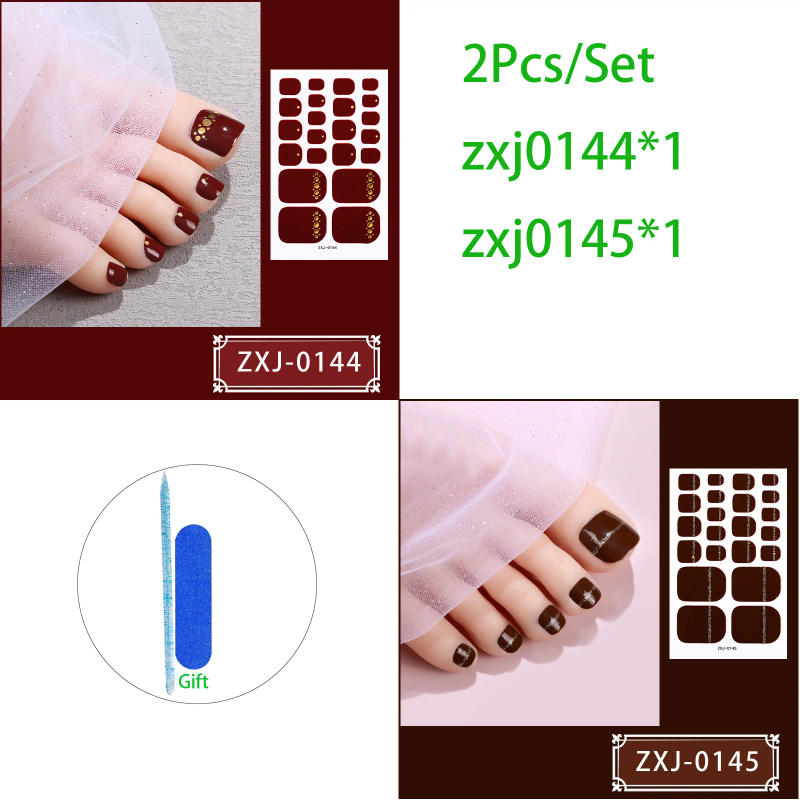 Description Picture 4 of item22Tips Summer Adhesive Full Cover Toenail Stickers DIY Color Diamonds Toe Nail Patch Decals Foot Nail Art Decoration