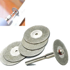 5pcs 22mm Diamond Cutting Discs Cut Off Mini Diamond Saw Blade with 1pcs Connecting Shank for Drill Fit Rotary Tool