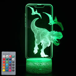 Nighdn 3D Dinosaur Night Light for Boys Room Remote Control LED Illusion Night Lamp T Rex Dino Toys Gifts for Boys Girls Kids
