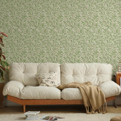 Green Branches Vinyl Wallpaper Peel And Stick Waterproof Furniture Cabinet Sticker Self Adhesive Beige Home Wall Decoration