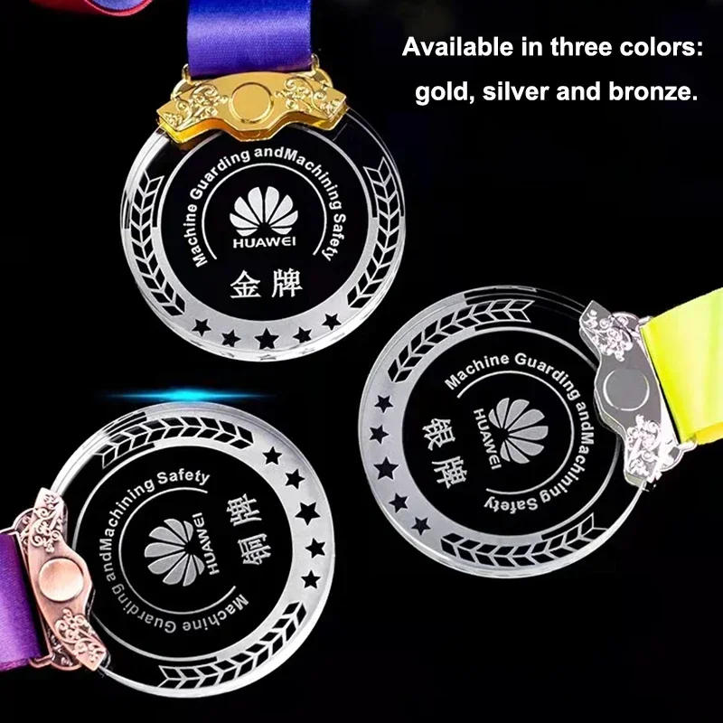 Description Picture 4 of item70mm Crystal Glass Medals Gold Silver Copper Medal Sport Souvenirs Honor 1pc Free Customized Color Printed or Engraved Logo Name
