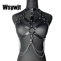 Wsywjt Chest Harness Leather Lingerie Belt Erotic Body Harness Women Mature Suspenders Garter Belt Harness Underwear Bondag