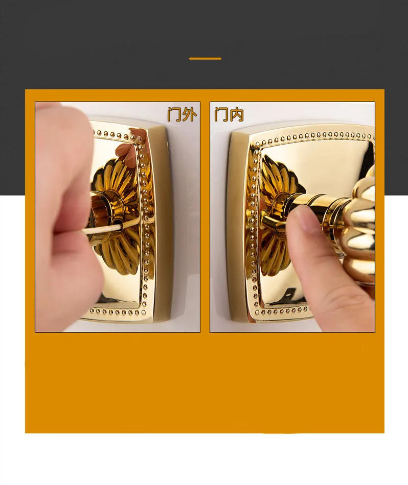 Description Picture 5 of itemLight Luxury Gold Bathroom Door Lock Pumpkin Ball Handle Keyless Lockset Indoor Door Handle Silent Security Locks Home Hardware