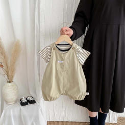 2pcs Baby Suits Newborn Boy Clothes Summer Short Sleeves Stripe Baby Tops with Jumpsuit Two Piece Sets 0-2yrs