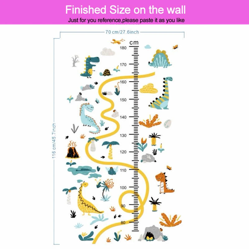 Description Picture 6 of itemLovely Dinosaurs Growth Chart Wall Stickers For Height Measure Kids Room Decoration Animal Mural Art Diy Home Decals Pvc Poster