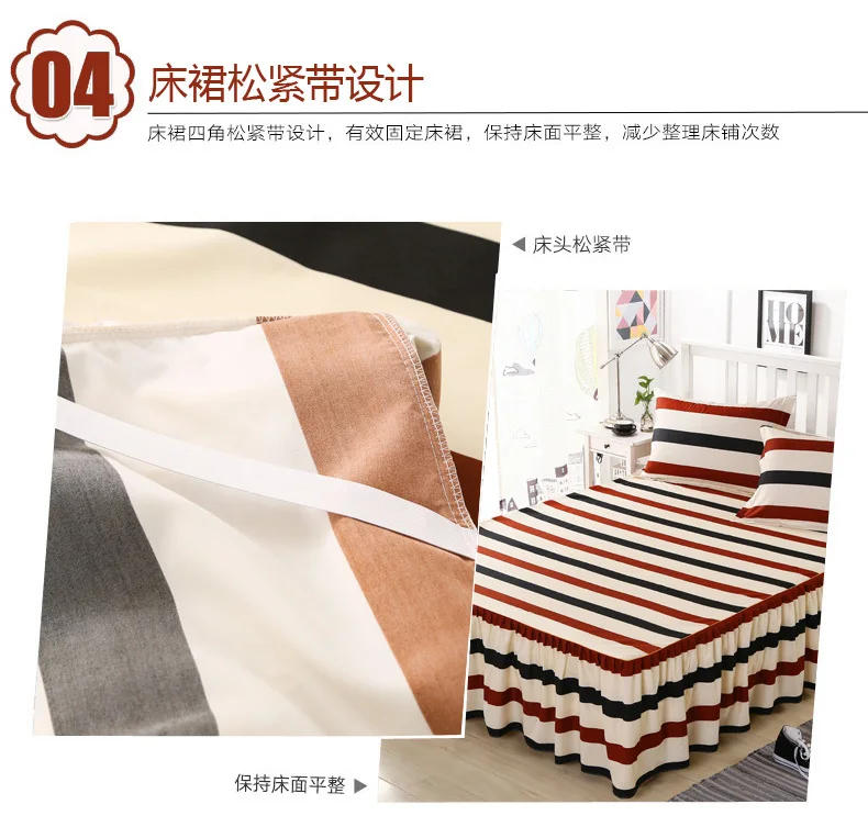 Description Picture 4 of itemBed Skirt Set Thicken Quilted Bedspread King Queen Size Princess Lace Bed Skirt Pure Cotton Bed Cover with Pillowcase