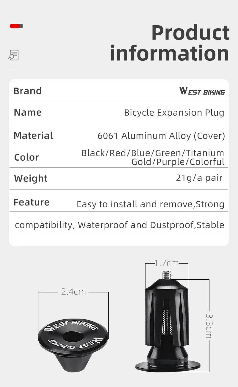 Description Picture 3 of itemNew MTB Road Bike Handlebar End Plugs Aluminum Alloy Handle Bar End Cap BMX Bike Grip Multi-color Cover Bicycle Accessor