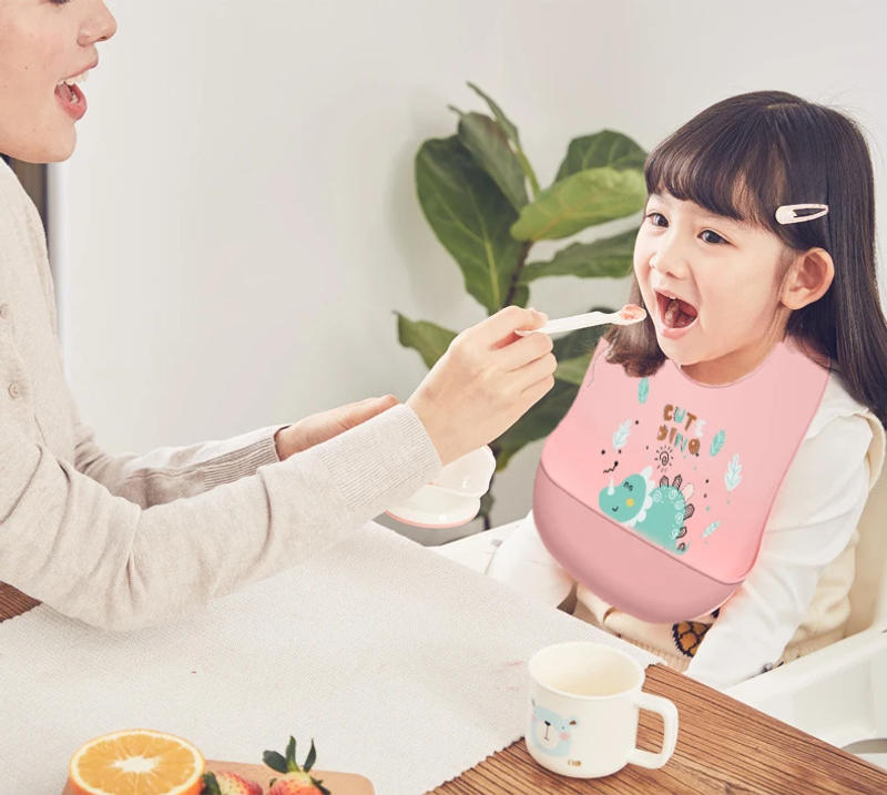 Description Picture 3 of item1pcs Waterproof Baby Bibs Cartoon Dinosaur Printed Kids Bibs Adjustable Soft Silicone Bib Baby Feeding Stuff