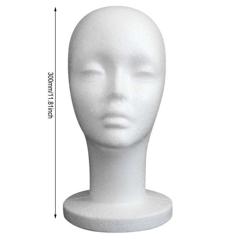 Description Picture 6 of itemFemale Styrofoam Mannequin Manikin Head Model Foam Wig Hair Glasses Display