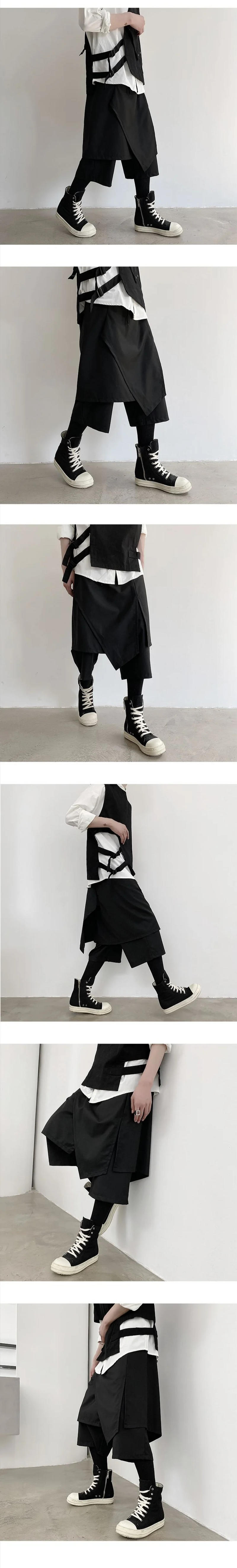 Description Picture 3 of itemMen's wide leg pants summer new nightclub singer rock hip-hop irregular design casual loose large size eight pants