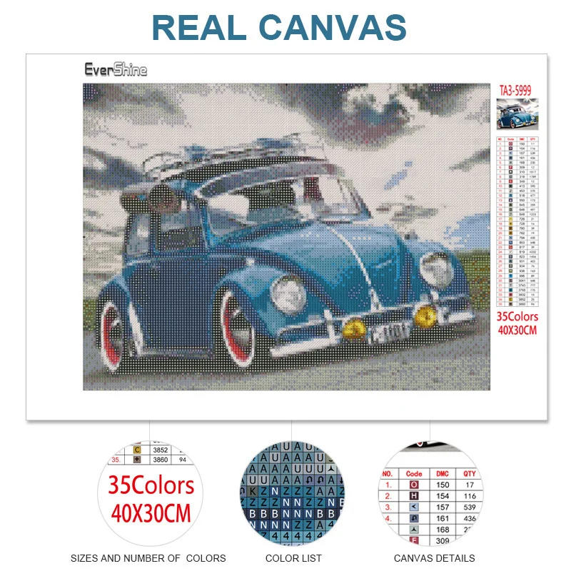 Description Picture 5 of itemEverShine Diamond Painting Kits Car Diamond Art Scenery Cross Stitch Bead Embroidery Mosaic Picture Rhinestones Home Decor
