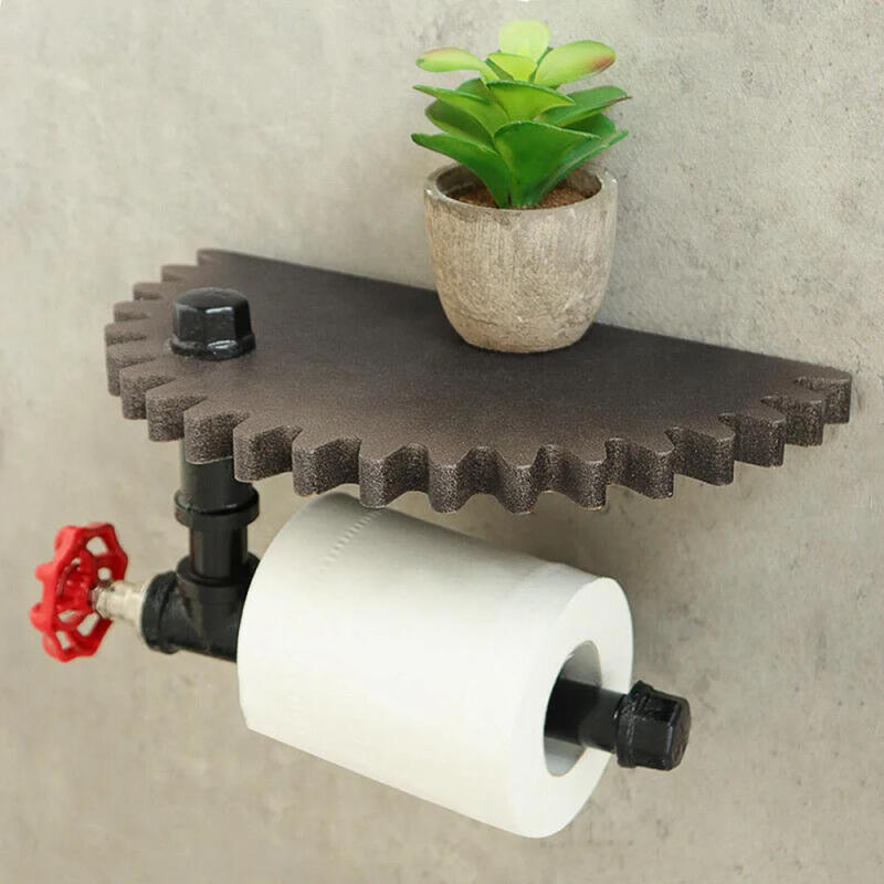 Description Picture 3 of itemPractical Wall Shelf Office Towel bar Unique design Brown Coffee Industrial Pipe Bracket Retro Roller Semi-circle