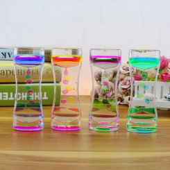 Creative Hourglass Timer Double Colors Oil Hourglass Liquid Floating Motion Bubbles Timer Desk Decors Holiday Gift Ornaments