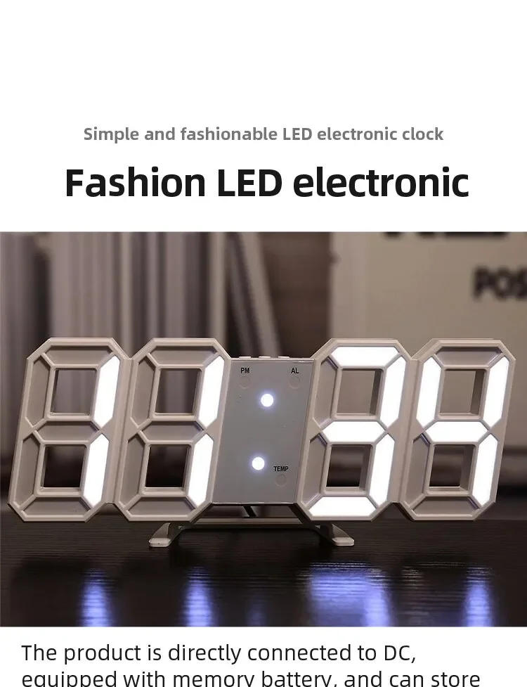 Description Picture 2 of item3D Clock Wall LED Digital Clock Multifunctional Creativity Room Home Decoration Decor Clocks Garden