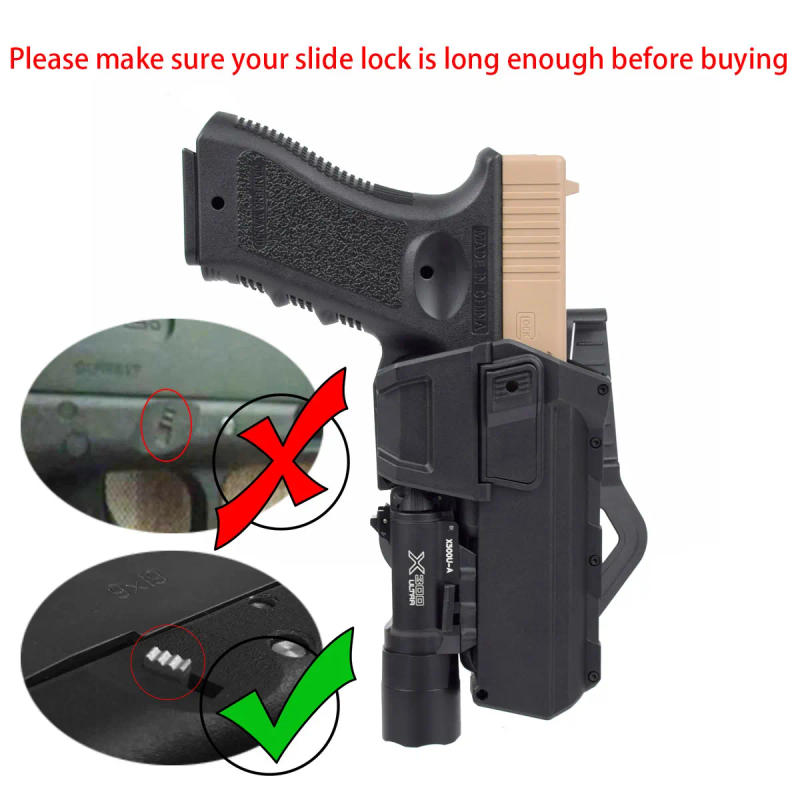 Description Picture 3 of itemTactical Classics Glock 17 18 19 Pistol Holsters for X300 X400 Weapon Flashlight Airsoft Colt M1911 P320 Waist Gun Holster