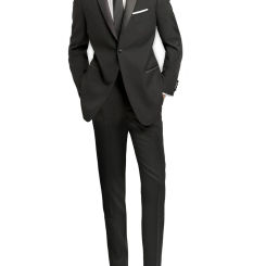 Classy Black Slim Fit Mens Suit Two Pieces Wedding Tuxedos Peak Lapel One Button Blazer Groom Business Suits(Jacket+Pants)