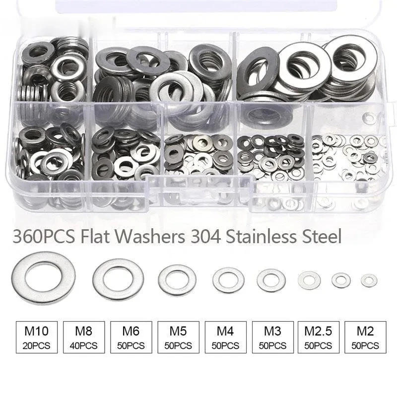 Description Picture 4 of itemStainless Steel Flat Washer Plain Washer Flat Gasket Rings Washer Gasket Nut and Bolt Set Flat Ring Seal Assortment Kit