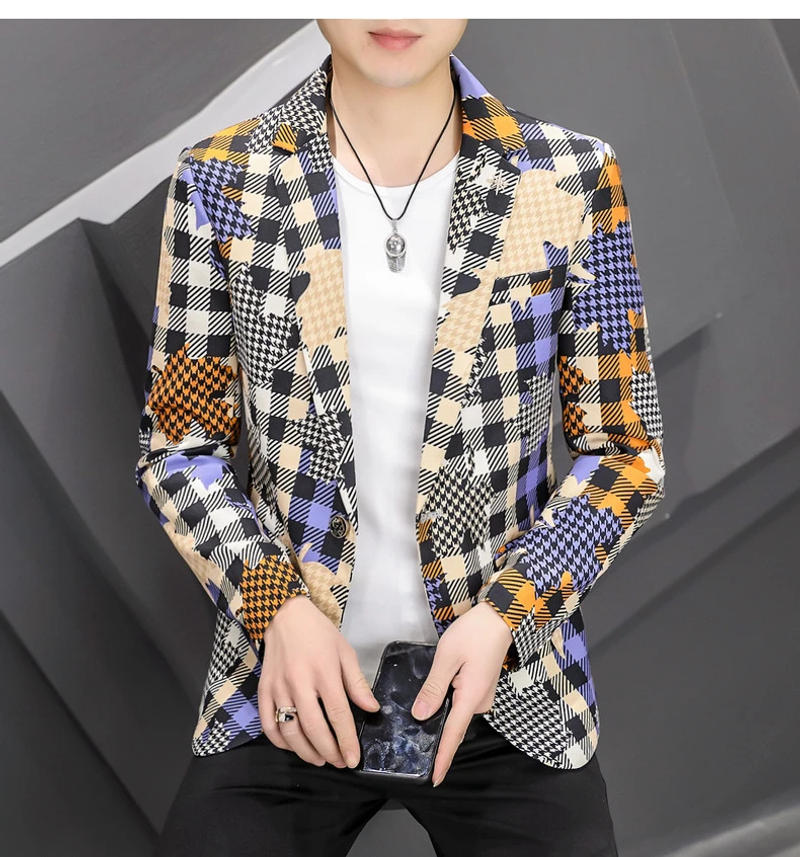 Description Picture 5 of itemThe Main Promotion of Explosive Men's Fashion Pattern Casual Small Suit Korean Version Slim-fit All Matching Individual Clothing