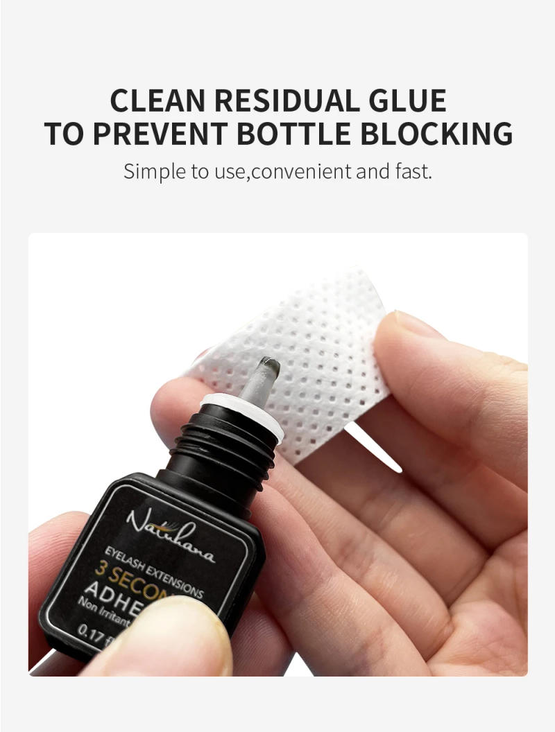 Description Picture 5 of itemNATUHANA200pcs Lint-Free Paper Cotton Wipes Eyelash Glue Remover the mouth of the glue bottle prevent clogging glue Cleaner Pads