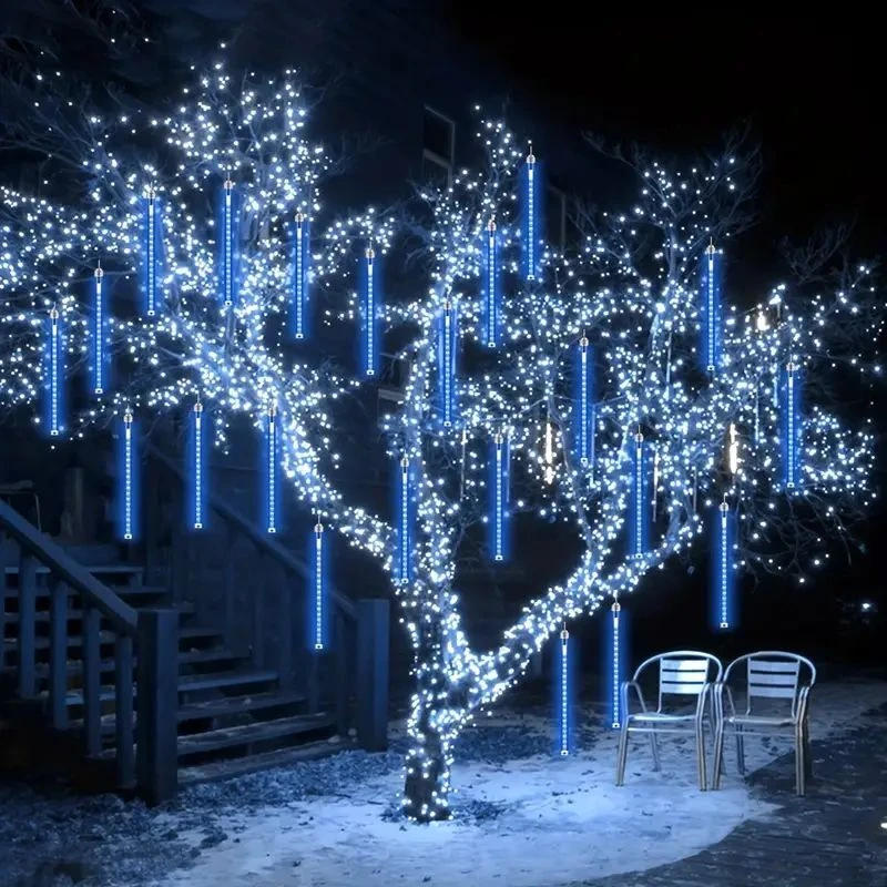 Description Picture 2 of item32/24/16/8 Tubes LED 30/50cm Meteor Shower Lights Falling Raindrop Fairy String Light Christmas Holiday Light Party Patio Decor