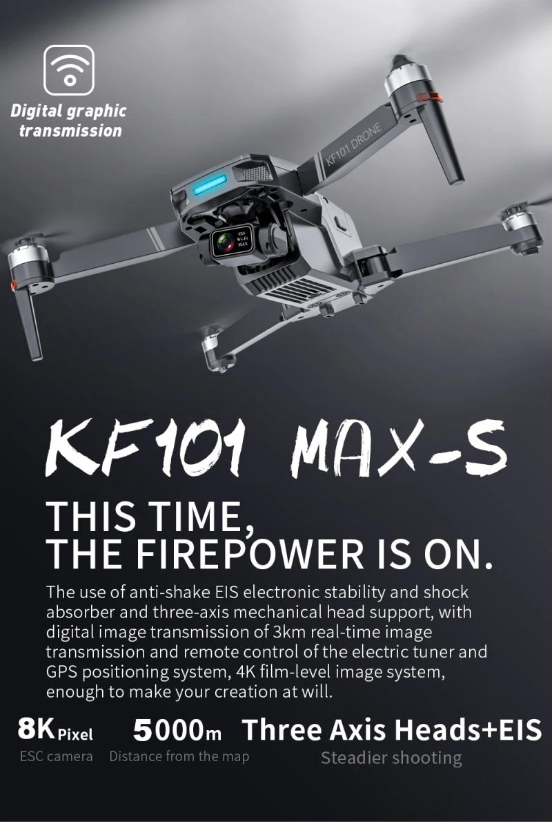 Description Picture 2 of itemKF101 Max-S GPS Drone 8K Professional HD Camera FPV Dron 3-Axis Gimbal Foldable Obstacle Avoidance RC Quadcopter KF102 Max Drone
