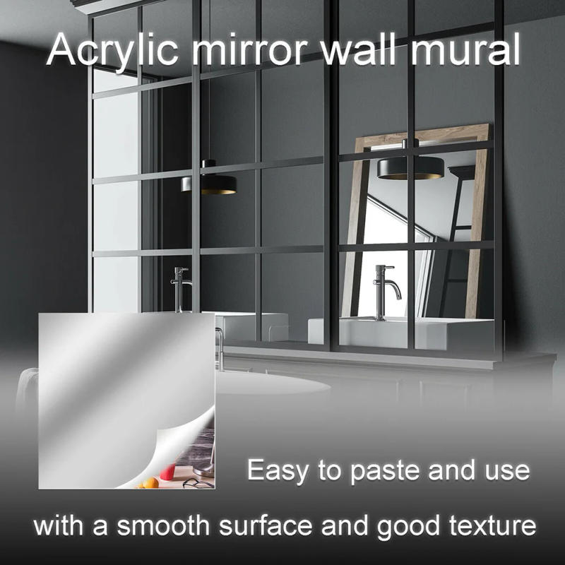 Description Picture 3 of item1 Roll PET Mirror Wall Sticker Self Adhesive Mirror Sheets DIY Home Decor Removable 50*200cm Art Mirror Surface Wall Sticker