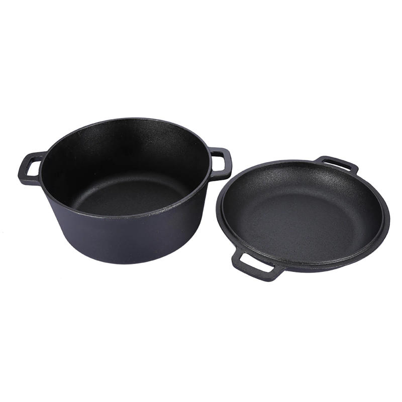 Description Picture 3 of item2 in 1 Seasoned Cast Iron Double Dutch Oven Combo Cooker
