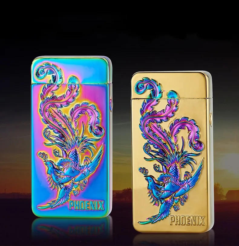 Description Picture 3 of item2023 New Dragon And Tiger Embossed Cross Arc USB Rechargeable Lighter Outdoor Windproof Portable Cigarette Accessorie Men's Gift