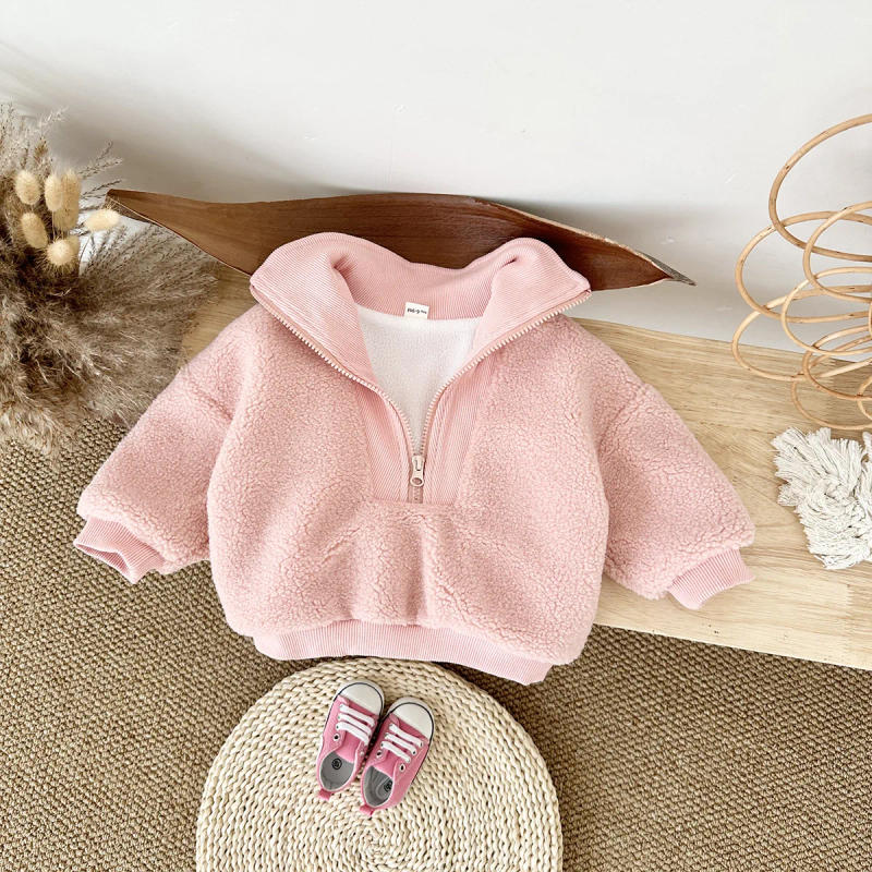 Description Picture 5 of itemToddler Baby Boy Clothes 0-3Y Baby Girls Clothes Sherpa Fleece Thickened Baby Tops Sweatshirt Mock Neck Warm Winter Outwear