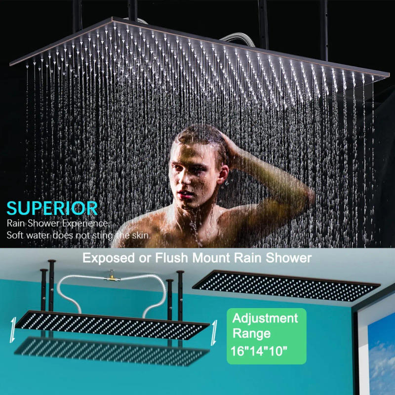 Description Picture 5 of itemOil Rubbed Bronze Body Jet Shower System 16x32 Inch Rainfall Shower Head with Handheld Sprayer Jet
