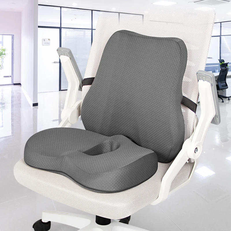 Description Picture 2 of itemMemory Foam Seat Cushion Waist Back Support Pillow Set Orthopedic Ergonomic Coccyx Relief Hip Lumbar Pad for Office Chair Car