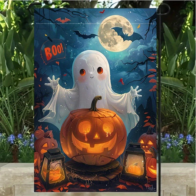 Description Picture 3 of itemSpooky Double-Sided Halloween Garden Flag - Durable Burlap, Outdoor Porch & Yard Decoration, Flagpole Not Included