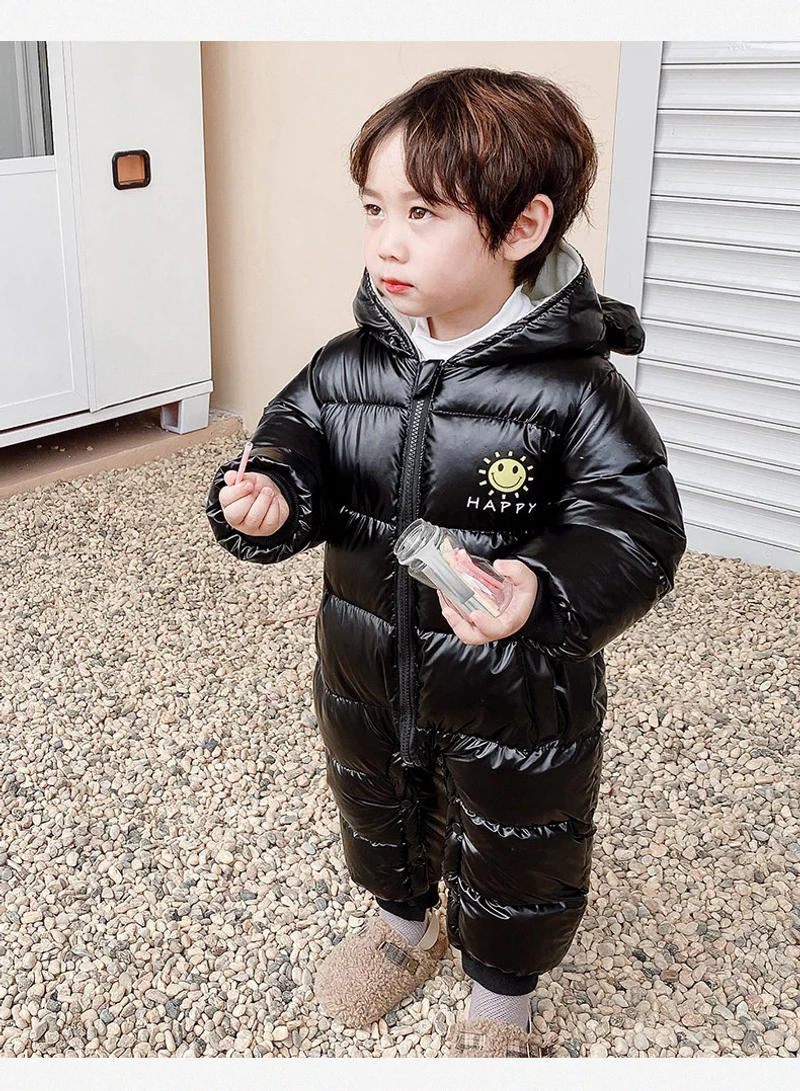 Description Picture 6 of item2025 overalls baby clothes Winter velvet Newborn Infant Boy Girl Warm Thick Romper Jumpsuit Hooded Snowsuit coat kids clothing