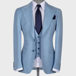 Blazer Set Suit Male Sky Blue Slim Fitted Men Wedding Suits Groom 3 Pieces Social Business Style Costumes Jacket Wind Resistant