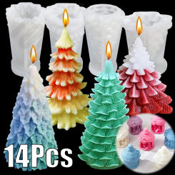 3D Christmas Tree Candle Silicone Mold DIY Christmas Candle Making Kit Handmade Soap Plaster Resin Baking Tools Holiday Gifts
