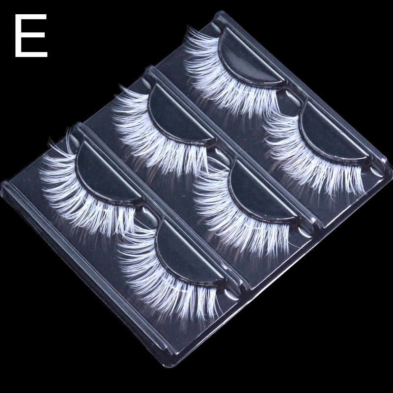 Description Picture 6 of item3 Pairs Fluffy Lace White Eyelashes 3D Natural Colored Artificial Vegan Silk Eye Lashes For Cosplay Halloween Makeup Party